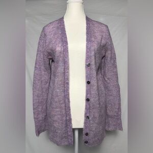 J. CREW Lavender Mohair Blend Preppy‎ Bright Button Up Cardigan Size S